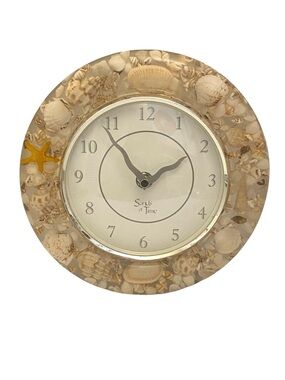 Vintage Sands Of Time Resin Seashells Wall Clock Coastal Beach House Decor